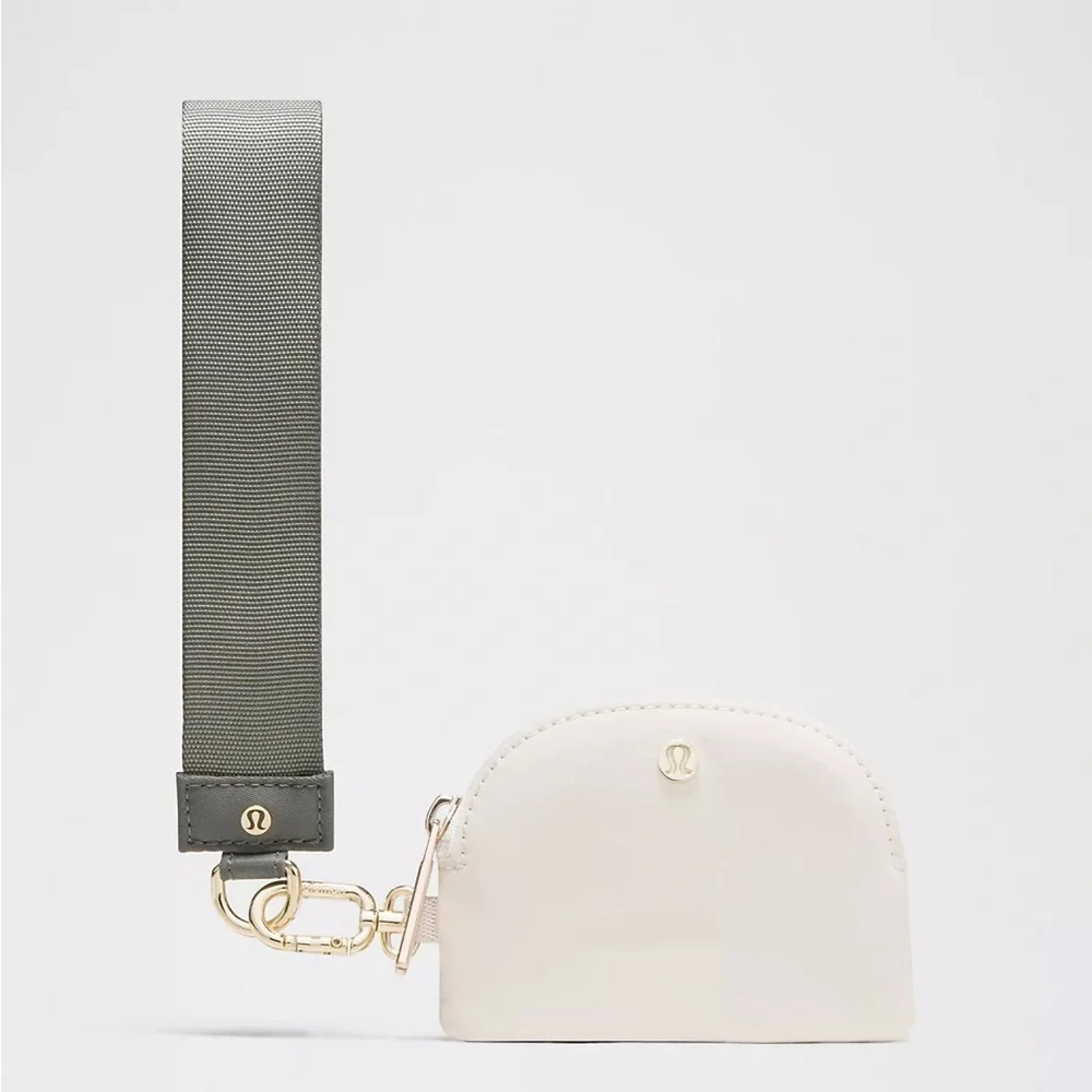Lululemon Dual Pouch Wristlet- Grey Sage/Light Ivory/Gold